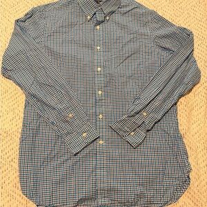 Ralph Lauren Blue and White Checkered 140’s 2-Ply Shirt
